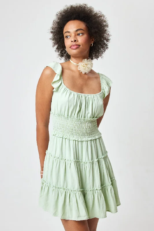 Get the Best for Less!Mint Green Smocked Waist Dress