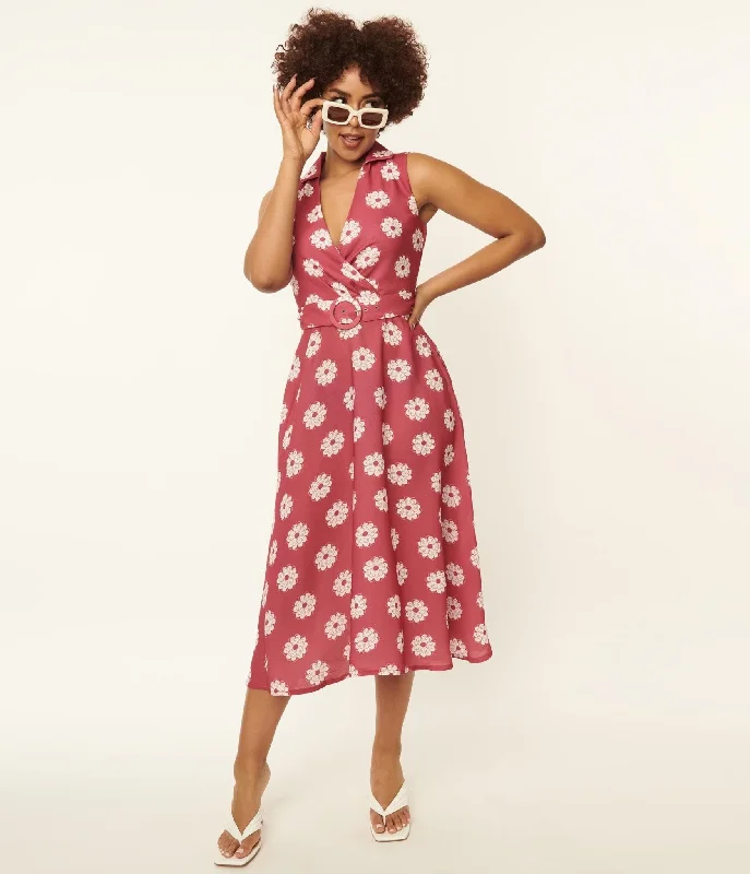 Save More with Every Purchase!Pink & White Floral Print Midi Dress