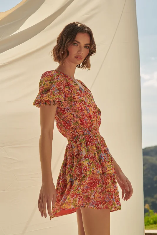 Must-Have Deals Inside!Spring Dream Floral Amina Surplice Ruffle Mini Dress