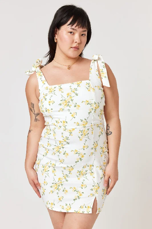 Best Price of the Season!White Yellow Floral Slim Dress